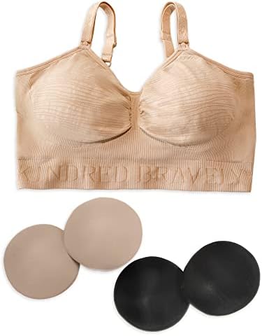 Bravamente Bravely Hands Free Pumping Bra e Ultra absorvente pacote de almofadas de enfermagem reutilizável