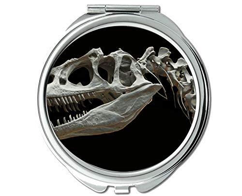 Espelho, espelho compacto, osso do esqueleto de dinossauro, espelho de bolso, ampliação de 1 x 38x