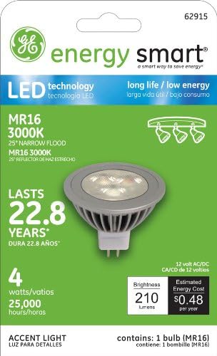 Iluminação GE 62915 Energy Smart LED de 4,5 watts 210 lúmen MR16 Filllight Bulbo com base GU5.3, 1 pacote