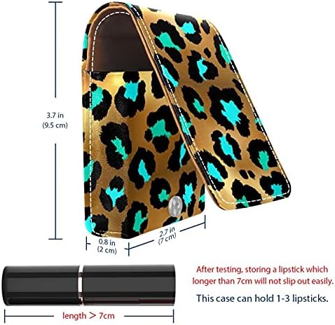 Mini estojo de batom com espelho para bolsa, Organização de suporte de caixa portátil de padrão de leopardo dourado