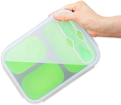 Estudante portátil de bento de silicone portátil de três compartimentos, lancheira de lanchonete ao ar livre, caixa de piquenique de manutenção fresca Z-2020-8-24