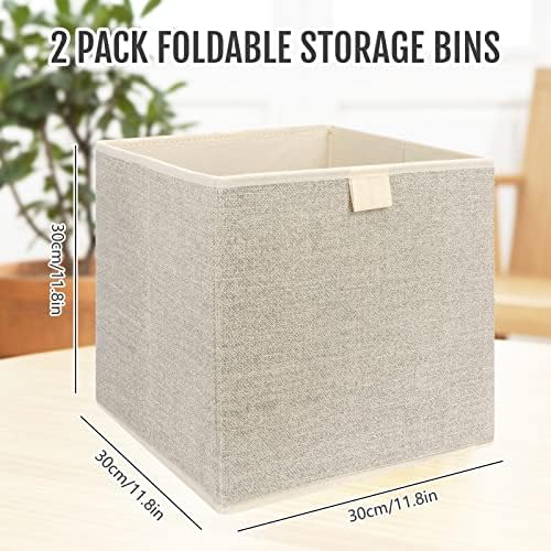 Caixa de organizador de cubo de tecido de muranana, 2packs de 12 polegadas de cesta dobrável Cubos de armazenamento de cubos,