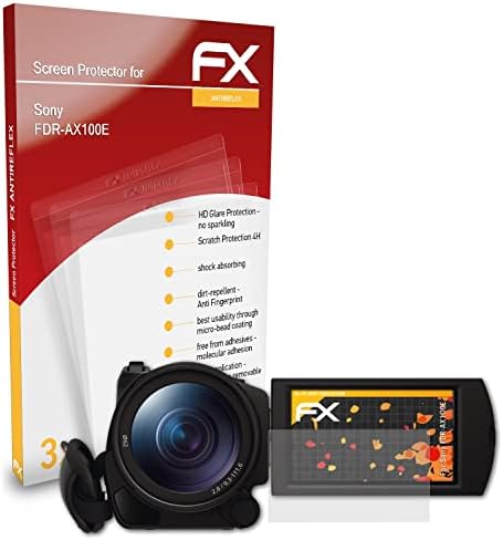 Protetor de tela AtFolix compatível com filme de proteção de tela Sony FDR-AX100E, filme de protetor FX anti-reflexivo e