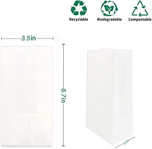 Kslong Small White Paper Sacos, 50pcs mini sacos de tratamento de papel para favores de festas, lancheiras de papel a granel para sanduíche,