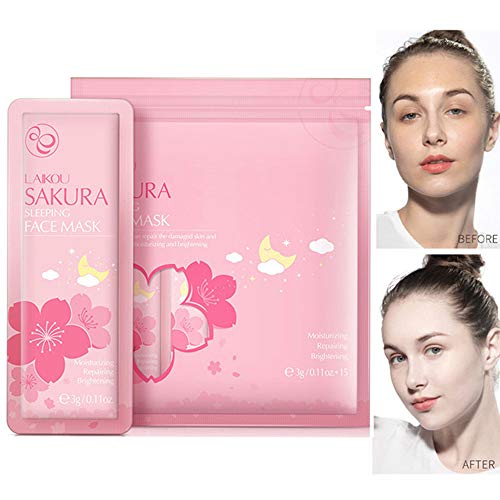 Miescher Sakura Sleeping Face Mask, nutritiva hidratante reparando máscara facial da noite hidratante lisa viagens portáteis embalagem