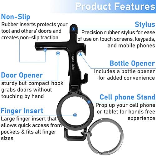 Ferramenta de abridor de portas de toque simples sem toque 2 pacote dia dos namorados Dia especial Reutilizável Metal Multitool