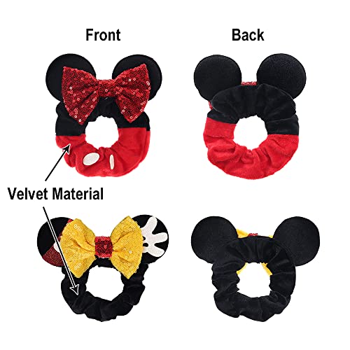 Jiahang Velvet Mouse Hair Scrunchies Dot Costume lantejoulas de rabo de boi titular Elastic Hair Trey 4 pack para meninas