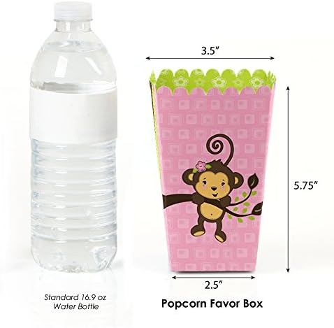 Monkey Girl - Chá de bebê ou favor a favor das caixas de tratamento de pipoca - Conjunto de 12