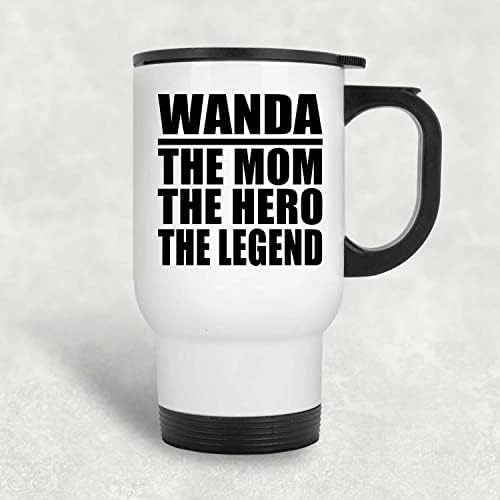 Designsify wanda a mãe, o herói A lenda, caneca de viagem branca 14oz de aço inoxidável copo isolado, presentes para aniversário