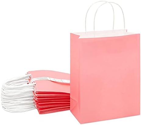 Sacos de presente de papel rosa com alças para festa de aniversário, casamento