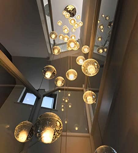 138 H 16 Lights Candeliers para sala de estar lustres de teto alto lustre de luminária de luminária de teto de cristal Luzes de lustre de luz moderna lustre para luzes de bolhas de escada de hall de entrada