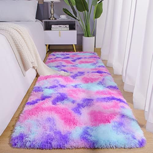 Arogan Rainbow Area Rugs para garotas Sala de 2x4 pés, tapetes de quarto de meninas macios, tapete de princesa, carpete colorido