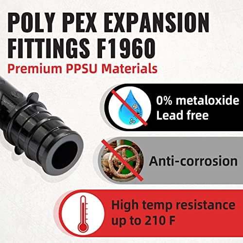 LionMax Pex Um cotovelo de expansão, acessórios de expansão de 3/4 de 90 graus, compatíveis com SONOR/WIRSBO PEX A Tubing, resistente à corrosão
