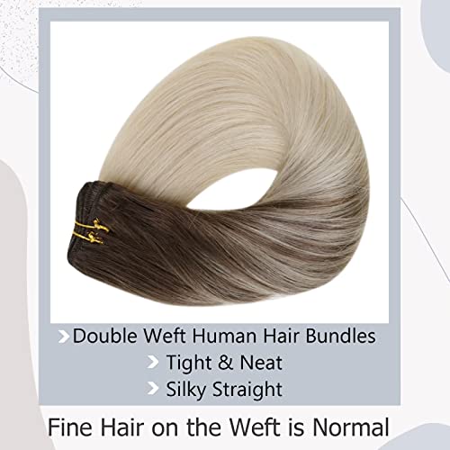 Easyouth One Pack Weft Haf Hair Extensions Real Human Hair e uma fita de pacote em extensões de cabelo humano cor #8/60 20 polegadas