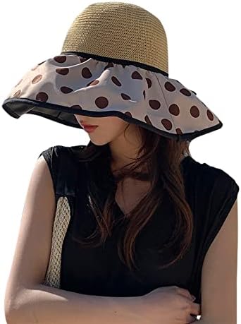 Womens Beach Straw Sun Hat Hat Womens Outdoor Dot Print