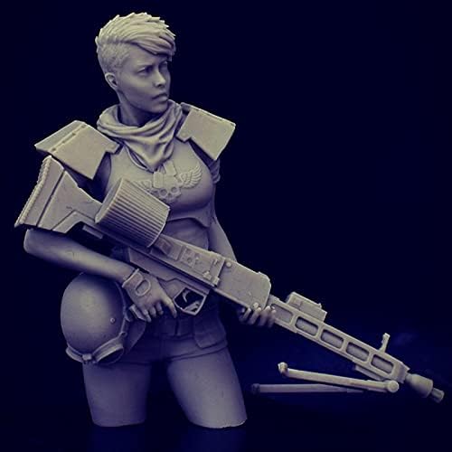 Goodmoel 70mm Sci-Fi Female Warrior Resin Bust Modelo / Soldado Desmonte e Soldado Die Kit Cast / LW-729