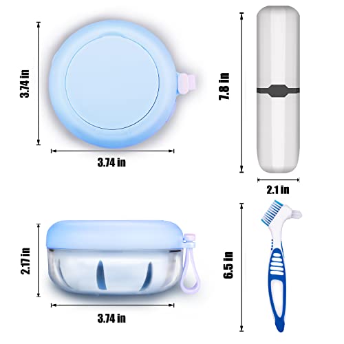 Caixa de prótese com escova e caixa de dentes portátil, caixa de retenção de sem lazer Conjunto para viajar perfeitamente, copo de retentor com filtro e espelho para retentor, protetor bucal, alinhador e prótese…