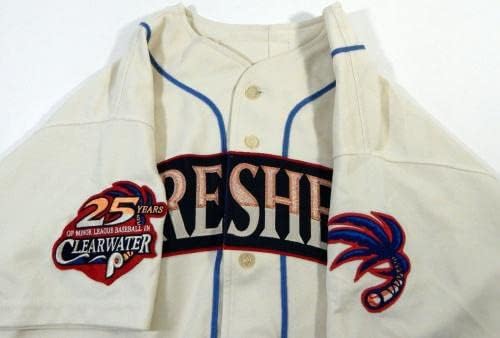 2009 Clearwater Threshers Game Blank emitiu Cream Jersey 25 anos Patch 46 65 - Jogo usada MLB Jerseys