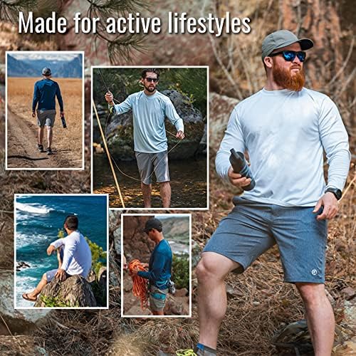 Vapor Appele Men's Line Art Solar Outdoor UPF 50+ Camiseta de manga longa, proteção solar UV para pesca, corrida, caminhada