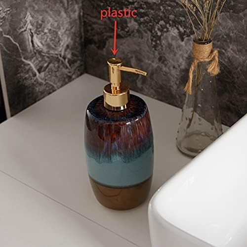 Dispensador de sabão de cerâmica Huijie com bomba para cozinha de banheiro - garrafa de loção de alta capacidade vintage