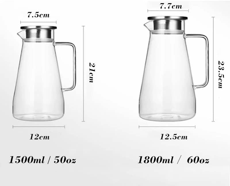 Hggdkdg vidro jarra com tampa de aço inoxidável arremessadora de água quente ou gelada Crie sua água gelada ou bebidas