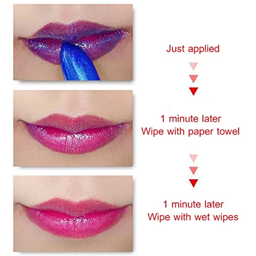 [2pcs] Blue Enchantion Color Alteração de batom, batom lessxcoco, mancha de batom de batom tingido de lipstick azul hidratante hidrata
