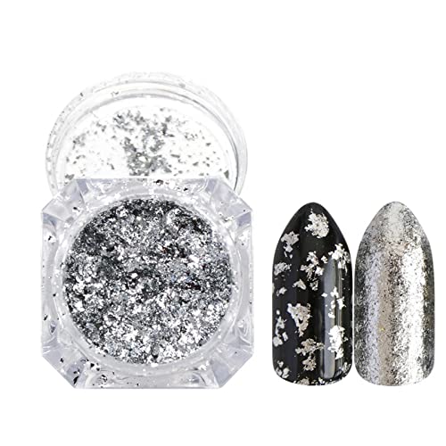 Folhas de unhas Brulha de pregos 3D Glitter brilho de alumínio de alumínio prateado brilhante Powders Glitter Power