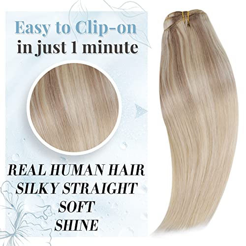 Clipe de runatura em extensões de cabelo cabelos humanos reais 18/22/60 Blonde Blonde Blonde com platina loira 14