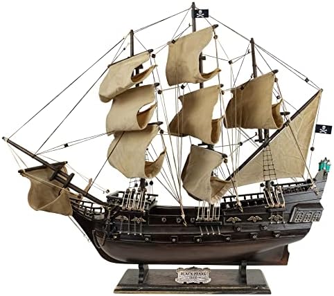 SailingStory Wooden Pirate Ship Model Black Pearl Model navio veleiro decoração de veleiros bege