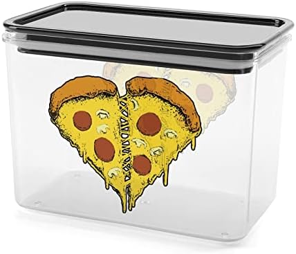 Recipientes de armazenamento de coração de pizza caixa de plástico transparente com tampas de lixeiras reutilizáveis ​​para lanches de cereais de cozinha.