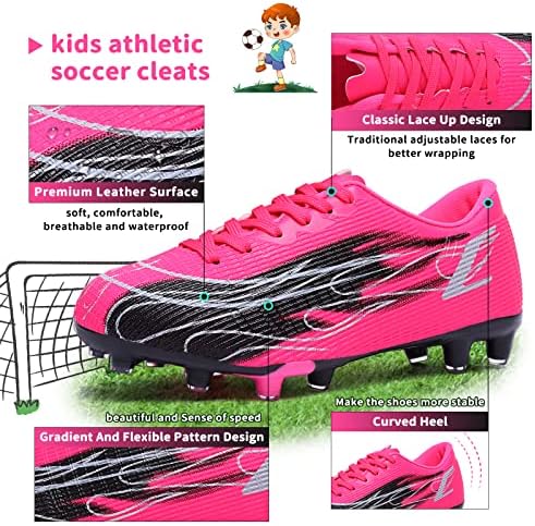 Hanani Kids Soccer Cleats Meninos Sapatos de futebol meninos jovens atléticos ao ar livre e beisebol interno Baseball Firm Clok