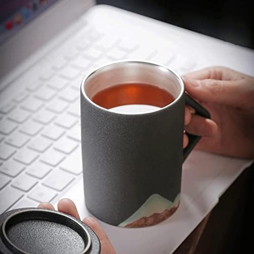 Copo de café Caneca de chá de porcelana com tampa, caneca, caneca de café com maçane