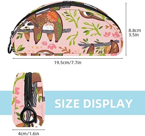 Tbouobt Bolsa cosmética para mulheres, bolsas de maquiagem Bolsa de higiene pessoal espaçosa Bolsa de viagem Gift, preguiçosa flores rosa floral desenho animado animal