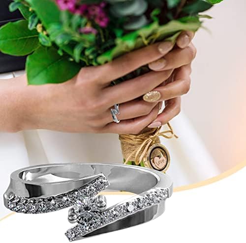 Noivado redondo de zircões de zircões femininos anéis de casamento anéis de jóias para mulher full diaml damies