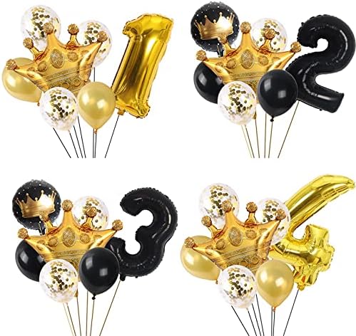 Wybw Birthday Party Decoration, 7pcs/lote de balões de coroa de ouro de 32 polegadas Balão de papel alumínio para crianças Decorações de festas de aniversário Presente/preto 8