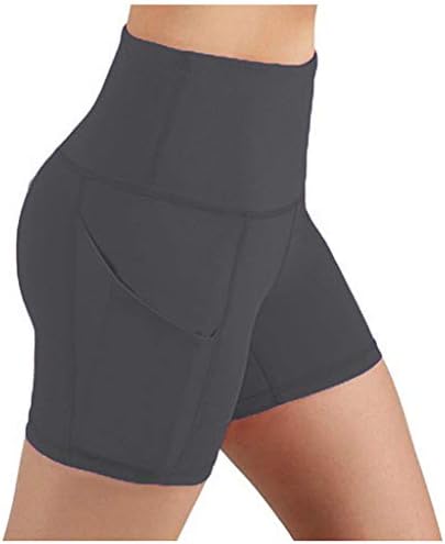 Dbylxmn Lady Lady Stretch Pocket Yoga Shorts High Bostanha de cintura Fitness Hip Running Yoga Bike Shorts com bolsos