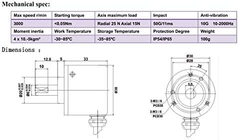 Diâmetro externo de 38 mm de 6 mm de eixo sólido codificador rotativo 1024ppr npn saída 5-26V Fornecimento de tensão