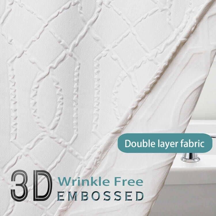 Cortina de chuveiro pequena, cortina de chuveiro branco para banheiro, cortinas de banheiro com textura texturizada em relevo 3D à prova d'água, elegante design moderno de luxo, 36 x 72 polegadas