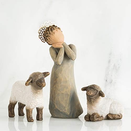 Willow Tree Little Shepherdess, figuras de natividade pintadas à mão esculpidas, conjunto de 3 peças