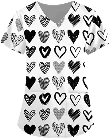 Womens Summer Tops camisetas dos namorados para mulheres Tees gráficos Presentes de dia dos namorados para sua moda impressa na manga curta V pescoço de trabalho de bolso de bolso de bolso de bolso de bolso