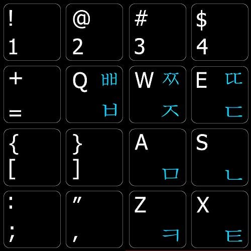 Coreano - Decalques de teclado não transparentes ingleses não transparentes