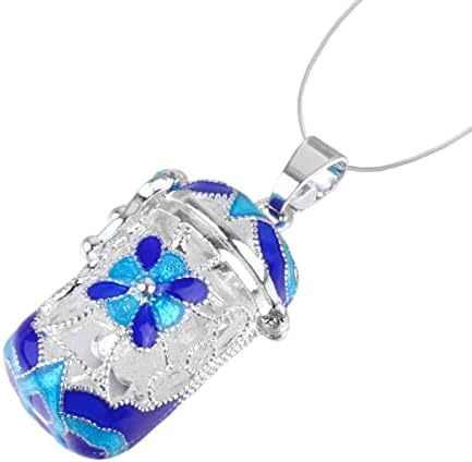 Colares de cristal happyyami pêndulo pingente de garrafa de garrafa hollow out grão pingente aroma bolas de aroma holder recipiente de recipiente para jóias jóias de jóias azuis de colar de colar de colar de flores azuis pingentes de cristal