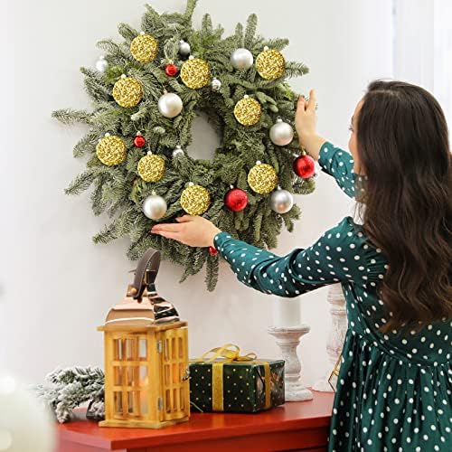15 PCs Ornamentos de bola de Natal de Natal Decorações de Natal Bolas de árvore glitter Decorações de árvore de Natal Fazenda