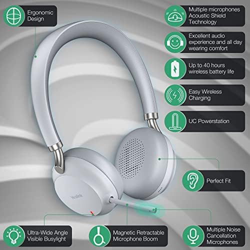 Yealink BH72 Bluetooth Headset fone de ouvido sem fio com equipes de microfone Zoom fone de ouvido certificado para o escritório
