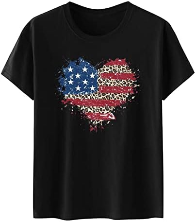 Camisas opacas para mulheres do Dia da Independência Bandeira de Amor Impressão de Manga curta camiseta camisa de manga longa para camisetas para