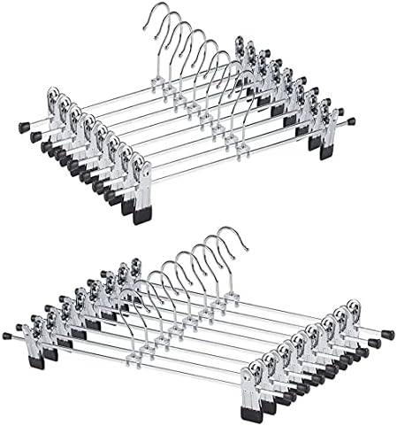 Cabides de saia de 20 pacote com clipes ajustáveis ​​Cabides de clipes de calça de metal Cabides de salas de salvão