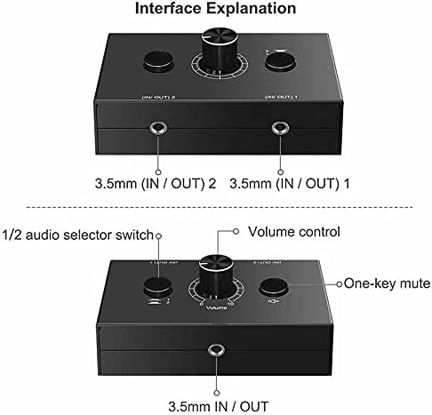 Xxxdxdp 3,5 mm comutador de áudio, 2 entrada 1 saída/1 entrada 2 saída de áudio interruptor de áudio, caixa de comutador