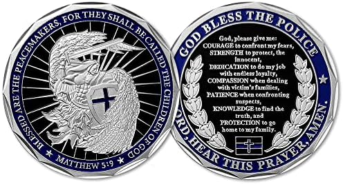 Desafio de oração da polícia Coin Saint Michael Deus abençoou a polícia, fino da linha azul da lei agradecida presente presente