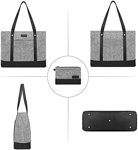 Laptop Bag para mulheres, lona resistente à água Saco de trabalho feminino, bolsa de ombro de grande capacidade cabe ao laptop de 15,6 polegadas