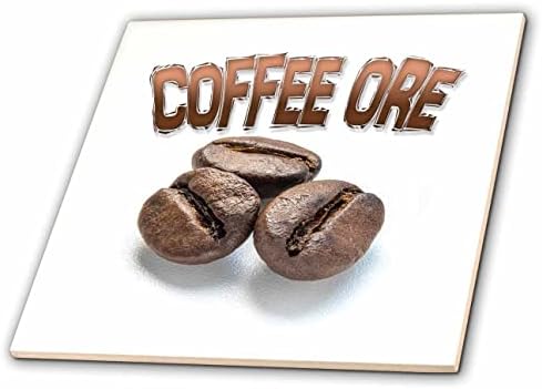Imagem 3drose de palavras minério de café com grãos de café em fundo branco - azulejos